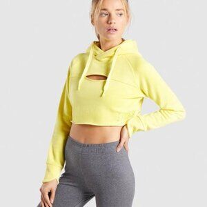 Gymshark Primary Cropped Raw Edge Hoodie - Pop Yellow